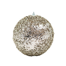 Imagem de BOLA NATALINA COR CHAMPAGNE COM GLITTER 1 PEÇA DE 15CM - GRILLO 54167 - Grillo Ltda