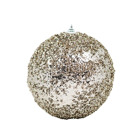 Imagem BOLA NATALINA COR CHAMPAGNE COM GLITTER 1 PEÇA DE 15CM - GRILLO 54167