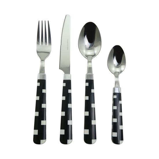 Imagem FAQUEIRO DE INOX COM CABO NA COR BRANCO COM PRETO 24 PEÇAS - CROSS 