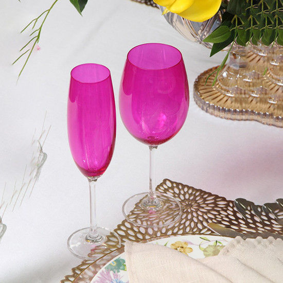 Imagem JOGO DE TAÇA PARA CHAMPANHE DE CRISTAL GASTRO LILÁS 220ML 6 PECAS - CRYSTAL BOHEMIA
