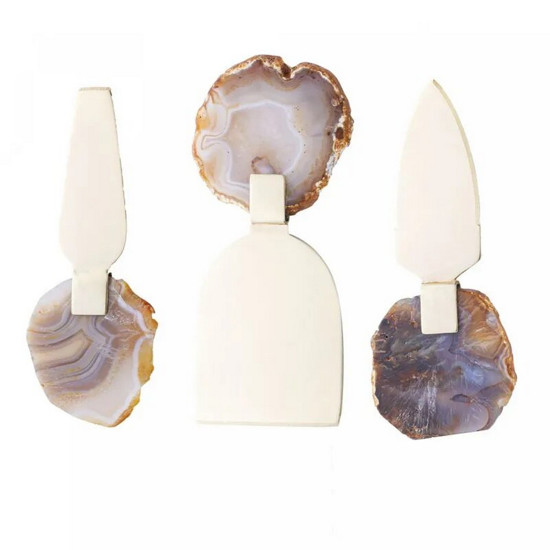 Imagem CONJUNTO 3 FACAS PARA QUEIJO DE AÇO INOX DOURADO ÁGATA - WOLFF