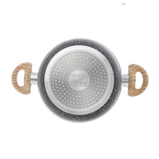 Imagem CAÇAROLA DE INDUÇÃO EM ALUMÍNIO COM REVESTIMENTO EM CERÂMICA E TAMPA DE VIDRO GRANILITE PRETA WOLFF