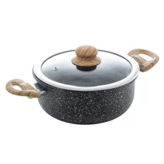 Imagem de CAÇAROLA DE INDUÇÃO EM ALUMÍNIO RESVETIDA E COM TAMPA WOLFF GRANILITE 24CM PRETA - Rojemac Impotacao E Exportacao Ltda