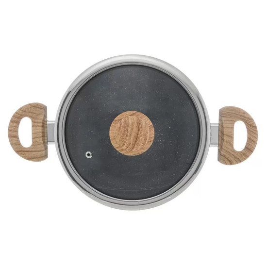 Imagem CAÇAROLA DE INDUÇÃO EM ALUMÍNIO RESVETIDA E COM TAMPA WOLFF GRANILITE 24CM PRETA