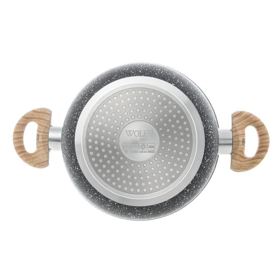 Imagem CAÇAROLA DE INDUÇÃO EM ALUMÍNIO RESVETIDA E COM TAMPA WOLFF GRANILITE 24CM PRETA
