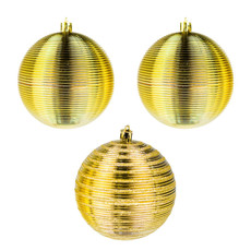 Imagem de JOGO DE BOLA NATALINA 3 PEÇAS DE 10CM DOURADO COM GLITTER - GRILLO 54359 - Grillo Ltda