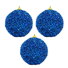Imagem de JOGO DE BOLA NATALINA COR AZUL COM GLITTER 3 PEÇAS DE 10CM - GRILLO 54158 - Grillo Ltda
