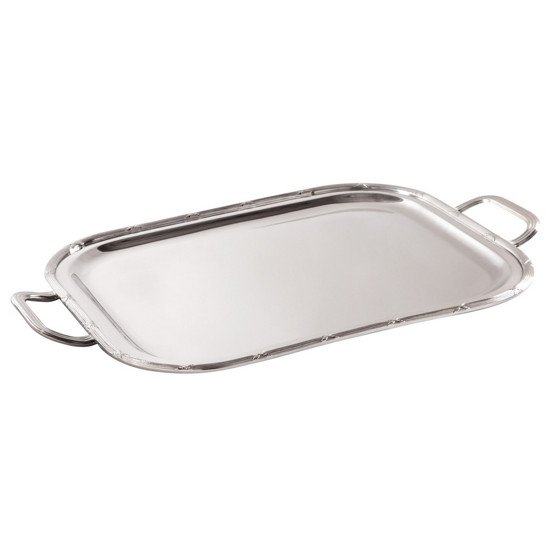 Imagem BANDEJA DECORATIVA CROISE COM ALÇA PRATA 45X35,5 CM - SILVERLUX 
