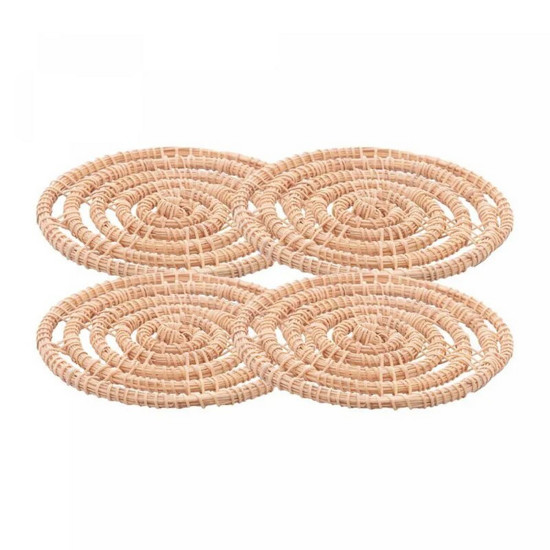 Imagem CONJUNTO 4 PORTA COPOS DE FIBRA NATURAL PALM 10CM - LYOR