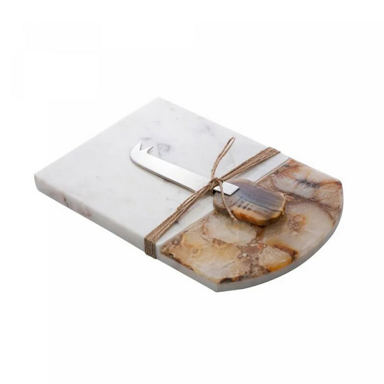 Imagem CONJUNTO PARA QUEIJO COM TÁBUA DE PEDRA E FACA DE AÇO INOX ÁGATA - WOLFF