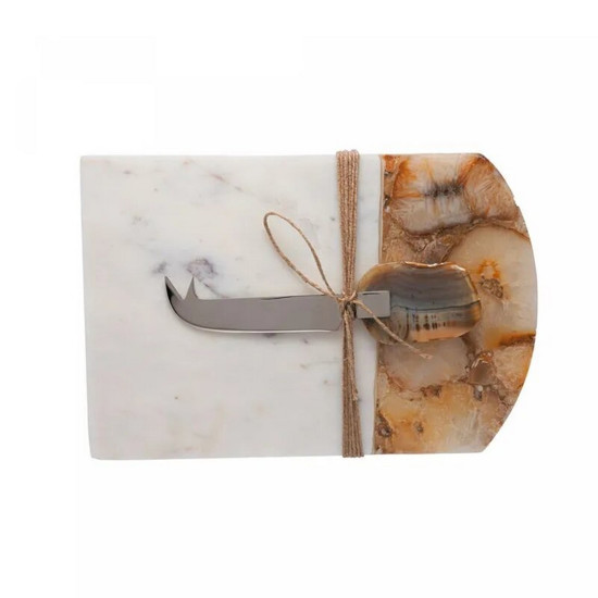 Imagem CONJUNTO PARA QUEIJO COM TÁBUA DE PEDRA E FACA DE AÇO INOX ÁGATA - WOLFF