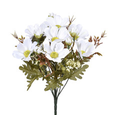 Imagem de BUQUÊ DECORATIVO DE FLORES COSMOS CREME EM PLÁSTICO MOLDÁVEL 34X10CM - GRILLO - Grillo Ltda