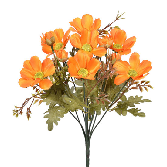 Imagem BUQUÊ DECORATIVO DE FLORES COSMOS LARANJA EM PLÁSTICO MOLDÁVEL 34X10CM - GRILLO