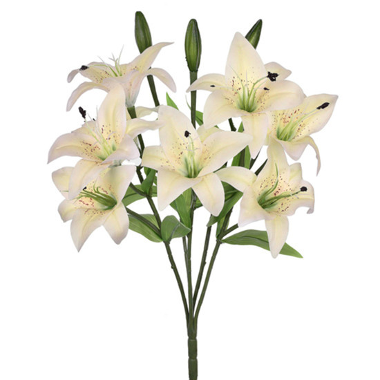 Imagem BUQUÊ DECORATIVO DE LÍRIO REAL CREME EM PLÁSTICO MOLDÁVEL 49X32CM - GRILLO