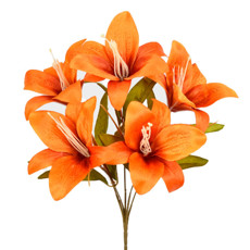 Imagem de BUQUÊ LÍRIO TIGRE EM CETIM X5 LARANJA OUTONO 25X37CM - GRILLO 53445 - Grillo Ltda