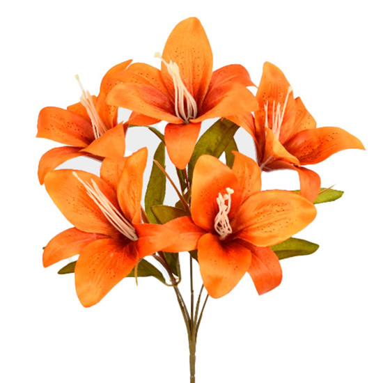 Imagem BUQUÊ LÍRIO TIGRE EM CETIM X5 LARANJA OUTONO 25X37CM - GRILLO 53445
