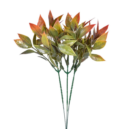 Imagem PICK DECORATIVO DE FOLHAS VERDE VERMELHO EM PLÁSTICO MOLDÁVEL 27X12CM - GRILLO