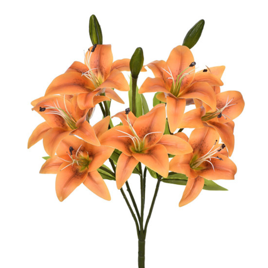 Imagem BUQUÊ DECORATIVO DE LÍRIO REAL LARANJA EM PLÁSTICO MOLDÁVEL 49X32CM - GRILLO