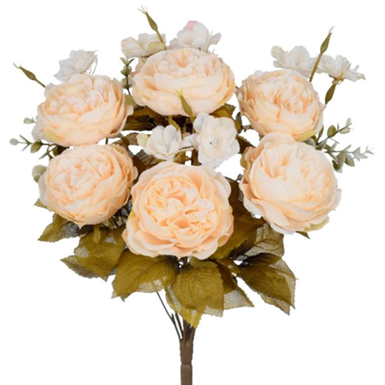 Imagem BUQUÊ MISTO PEONIA E MARGARIDA X11 (OUTONADO) PEROLA 25X46CM - GRILLO 51402