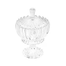 Imagem de POTICHE DECORATIVO DE CRISTAL COM PÉ E TAMPA GENEVA 16,5X24,5CM - WOLFF  - Rojemac Impotacao E Exportacao Ltda