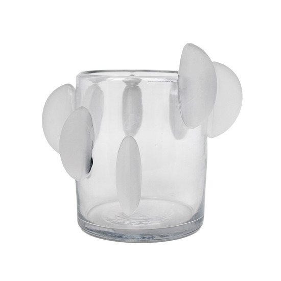 Imagem VASO DECORATIVO DE VIDRO INCOLOR COM DETALHES FOSCO 25X25CM - LUCATTI 