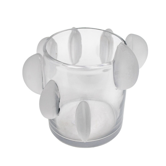 Imagem VASO DECORATIVO DE VIDRO INCOLOR COM DETALHES FOSCO 25X25CM - LUCATTI 