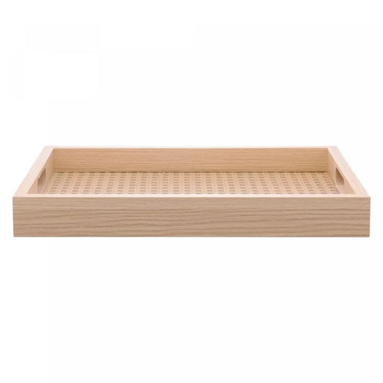 Imagem BANDEJA RETANGULAR DE MDF COM FUNDO TRELIÇA 35CM X 4CM X 25CM - LYOR
