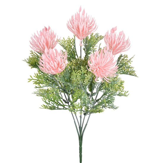 Imagem BUQUÊ DE CRISÂNTEMO PERMANENTE ROSA EM PLÁSTICO MOLDÁVEL 35X7CM - GRILLO