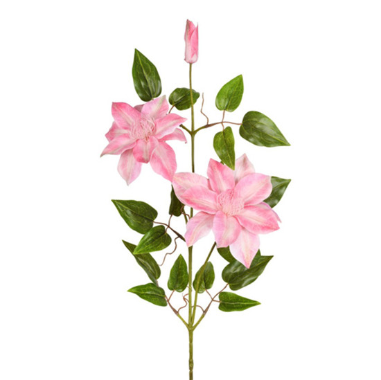 Imagem HASTE FLOR CLEMATIS 3D X3 ROSA 17X88CM GRILLO 53474