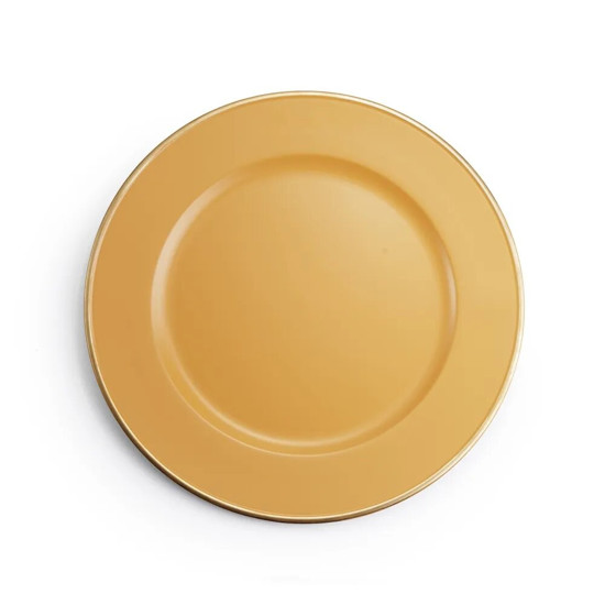 Imagem SOUSPLAT DE PLÁSTICO COR MOSTARDA COM FILETE DOURADO 1X33X33CM - CROMUS 