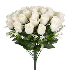 Imagem de BUQUÊ DECORATIVO MOLDÁVEL DE BOTÃO DE ROSAS CREME 44X26CM - GRILLO - Grillo Ltda