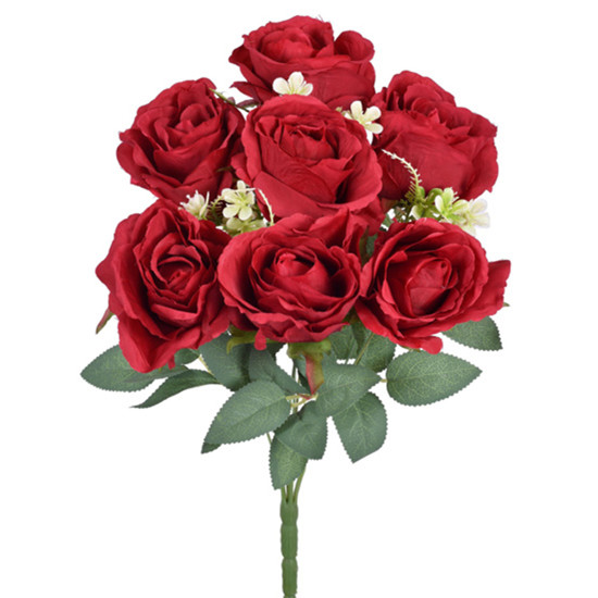 Imagem BUQUÊ DECORATIVO DE ROSAS SILVESTRES VERMELHO EM PLÁSTICO MOLDÁVEL 45X9CM - GRILLO