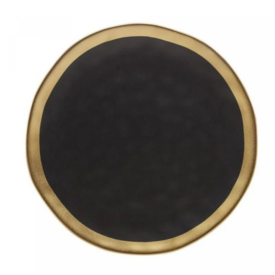 Imagem PRATO PARA SOBREMESA DE PORCELANA DUBAI PRETO E DOURADO 21CM X 2CM - WOLFF