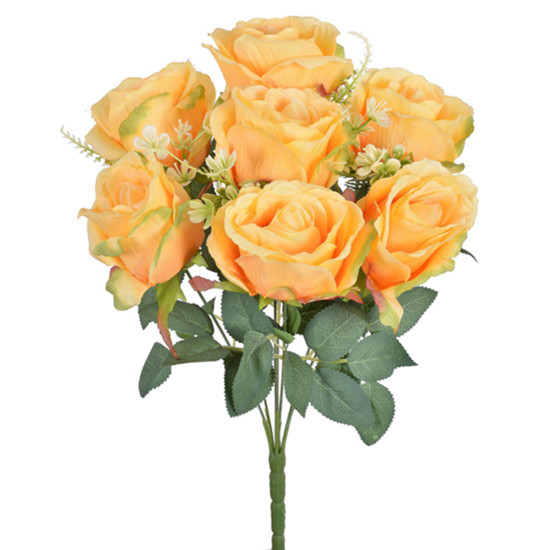 Imagem BUQUÊ DECORATIVO DE ROSAS SILVESTRES AMARELO EM PLÁSTICO MOLDÁVEL 45X9CM - GRILLO