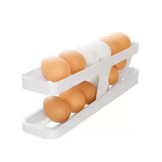 Imagem PORTA OVOS COM ROLAMENTO AUTOMÁTICO EM PLÁSTICO BRANCO LYOR 