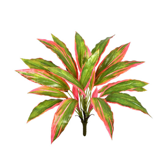 Imagem BUQUÊ DECORATIVO DE FOLHAS COR VERDE E ROSA EM PLÁSTICO MOLDÁVEL 43X25CM - GRILLO