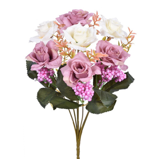 Imagem BUQUÊ ROSA E GYPSO CREME LILÁS 6X33CM GRILLO 55221