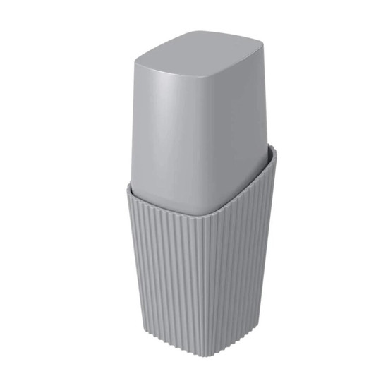 Imagem PORTA ESCOVA BRINOX COM TAMPA NEW SQUARE CINZA - COZA 