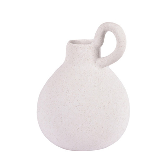 Imagem VASO DECORATIVO MINIMALISTA COM ALÇA DE CERÂMICA COR OFF WHITE 11,6X15,3CM GRILLO 55928