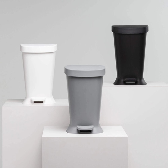 Imagem LIXEIRA COM PEDAL 5L NEW SQUARE EM POLIPROPILENO CINZA FRIO 31,5X23X18CM - COZA