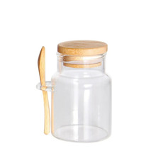 Imagem de PORTA MANTIMENTO EM VIDRO BOROSSILICATO COM TAMPA E COLHER EM BAMBU 150ML L6XP6XA9CM - DYNASTY - Full Fit Industria Importacao E Comercio Ltda.