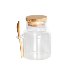 Imagem de PORTA MANTIMENTO EM VIDRO BOROSSILICATO COM TAMPA E COLHER EM BAMBU 250ML L7XP7XA9,5CM - DYNASTY - Full Fit Industria Importacao E Comercio Ltda.