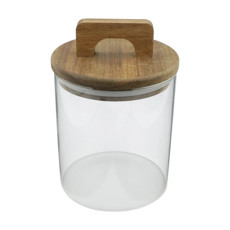 Imagem de PORTA MANTIMENTO EM VIDRO BOROSSILICATO COM TAMPA EM MADEIRA 650ML D10XA15CM - DYNASTY - Full Fit Industria Importacao E Comercio Ltda.