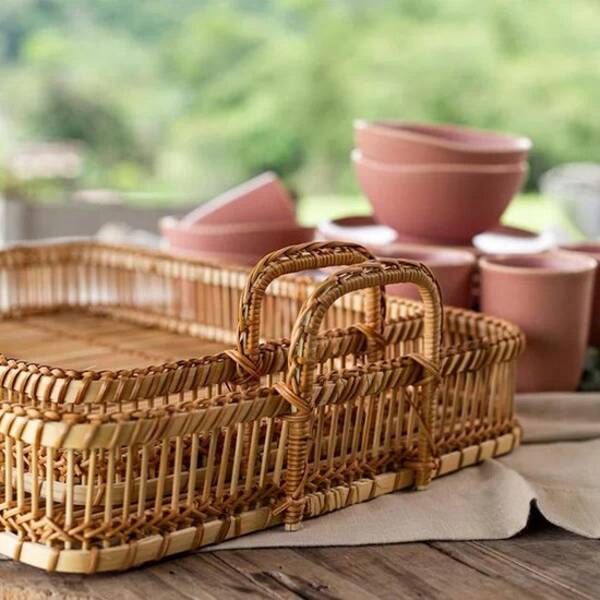 Imagem BANDEJA COPA E CIA BAMBOO RETANGULAR COM ALÇAS 40X30CM - COPA & CIA