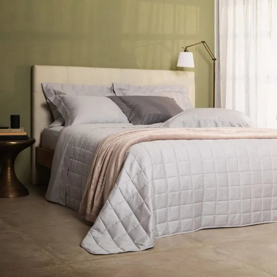 Imagem JOGO DE CAMA CASAL CETIM 300 FIOS BUDDEMEYER DAMASK STRIPES 100% ALGODÃO PENTEADO PRATA 4 PEÇAS