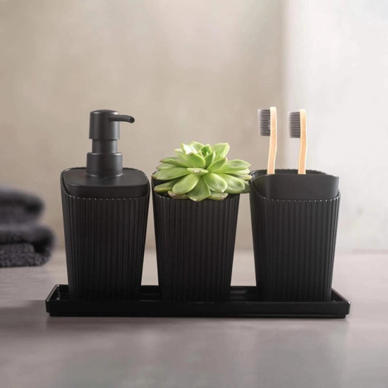 Imagem PORTA SABONETE LÍQUIDO 350ML SABONETEIRA DE PIA BANHEIRO NEW SQUARE PRETO - COZA