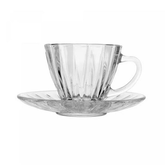 Imagem CONJUNTO 2 XÍCARAS PARA CAFÉ DE CRISTAL COM PIRES RADIAL 70ML 