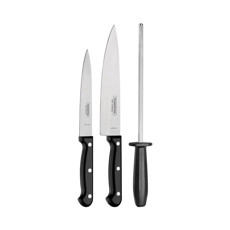 Imagem de JOGO DE FACAS COM CHAIRA TRAMONTINA ULTRACORTE COM LÂMINAS EM AÇO INOX E CABOS DE POLIPROPILENO PRET - Tramontina Nordeste S A