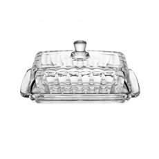 Imagem de MANTEIGUEIRA DE CRISTAL COM TAMPA RADIAL 18CM X 10,5CM X 8CM  - Coliseu Presentes Ltda