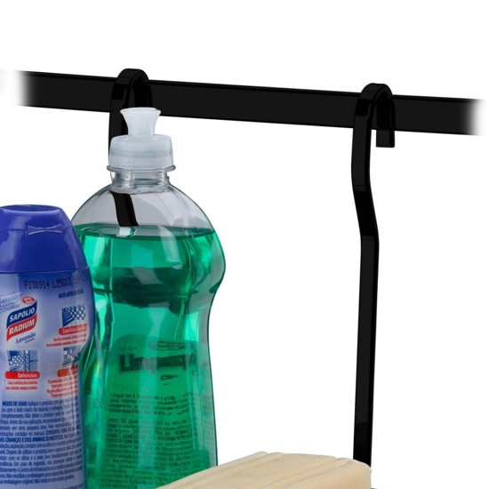 Imagem SUPORTE PARA SABÃO/DETERGENTE/ESPONJA COR PRETO FOSCO 16,5X16X32CM - FUTURE 